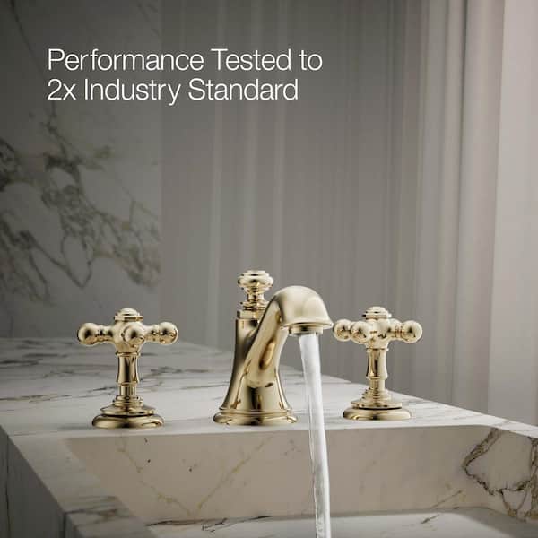 KOHLER Artifacts Cross Bathroom Sink Faucet Handles in Vibrant French Gold