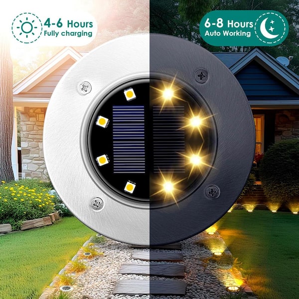Angel Sar Cold Solar Ground Lights, 8 LED Garden Lights Solar Powered (12-Pack)