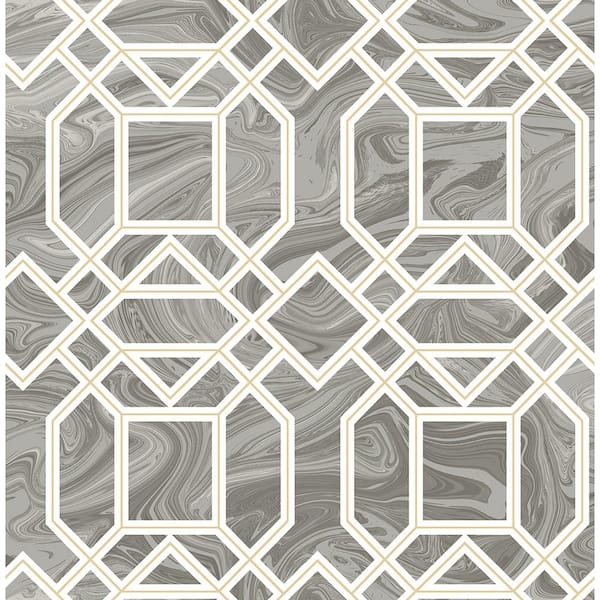 A-Street Prints Daphne Grey Trellis Grey Wallpaper Sample