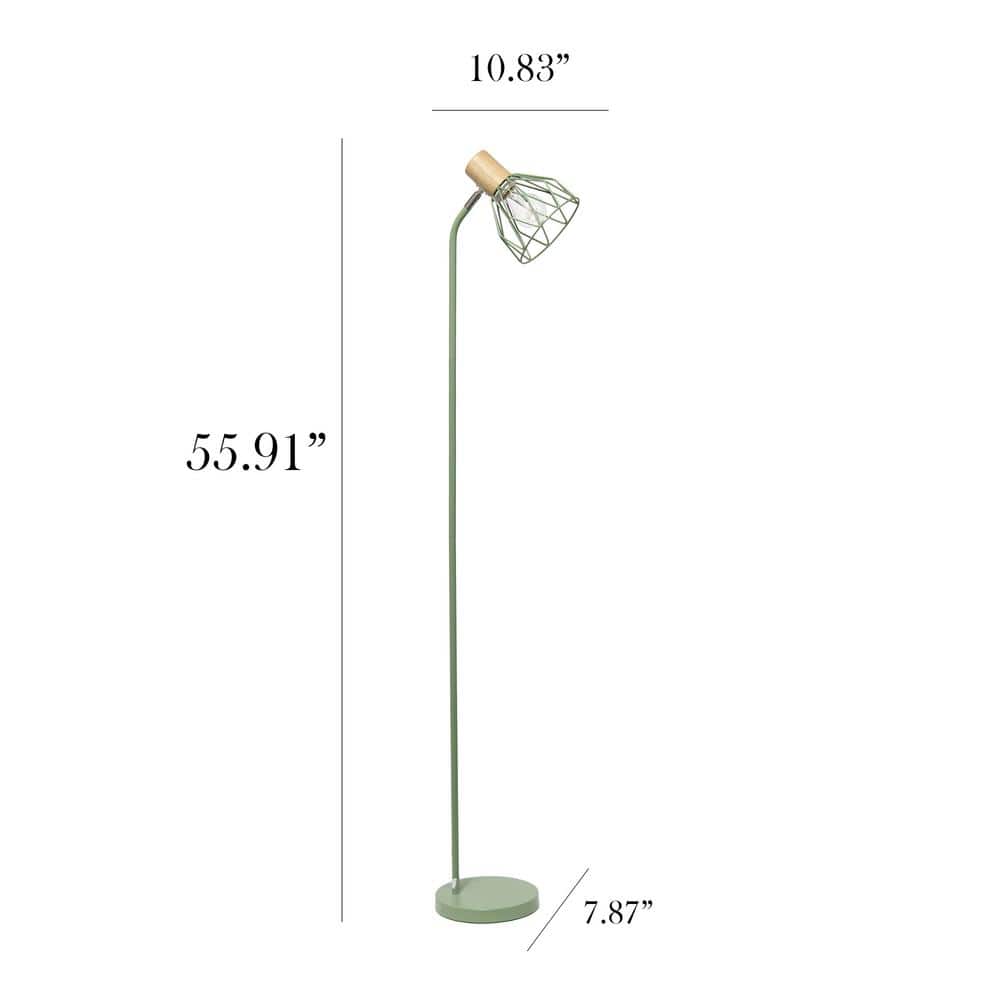 Gray Adjustable Industrial Farmhouse Floor Lamp with Wire Cage Shade