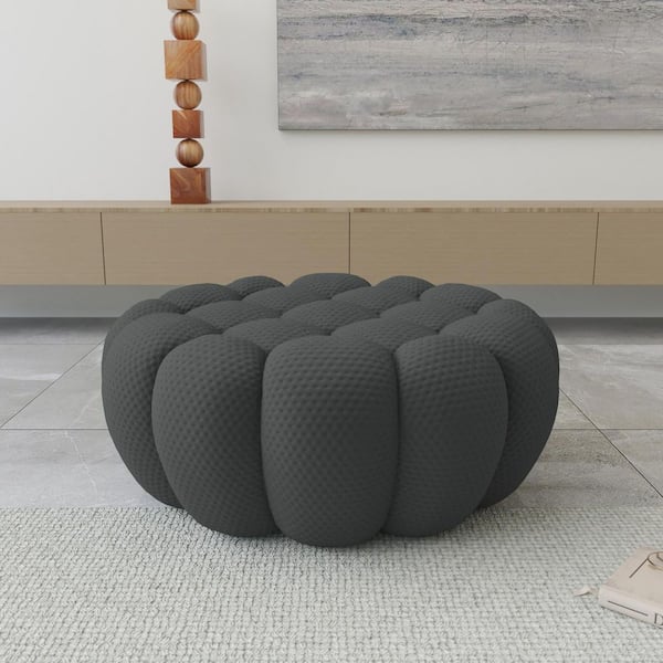 41 in. Armless Mesh Fabric Bubble Couch Floor Sectional Sofa Ottoman in. Gray