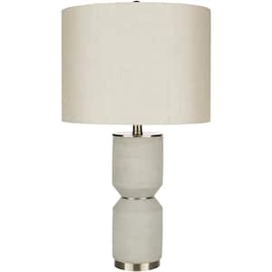 Gunvor 27 in. Light Gray Indoor Table Lamp with White Drum Shaped Shade