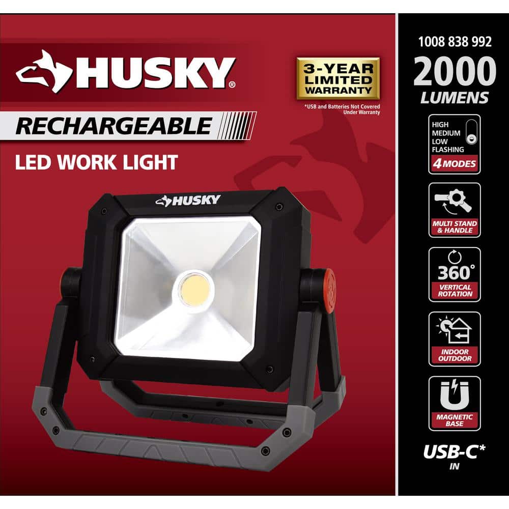 Husky 2000 Lumens Rechargeable LED Work Light EL2206 - The Home Depot