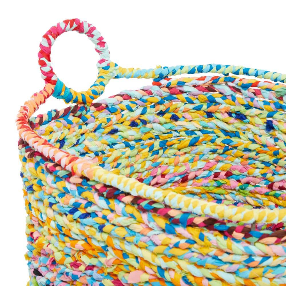 Industrial Charm Multi-Colored Fabric Storage Basket with Iron Frame