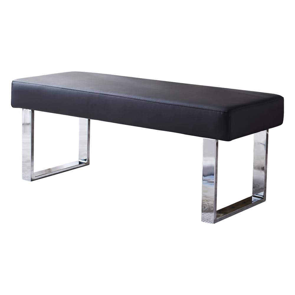 Bench Legs Dining (Black) in. Metal 55.1 GOJANE Modern WF198247LWYAAE Backless Home Depot with Black The -