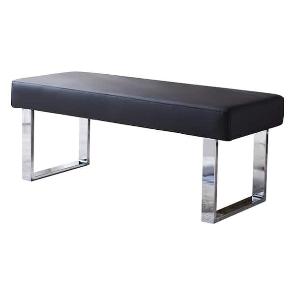 GOJANE Modern Black Dining Bench Backless with Metal Legs 55.1 in. (Black)