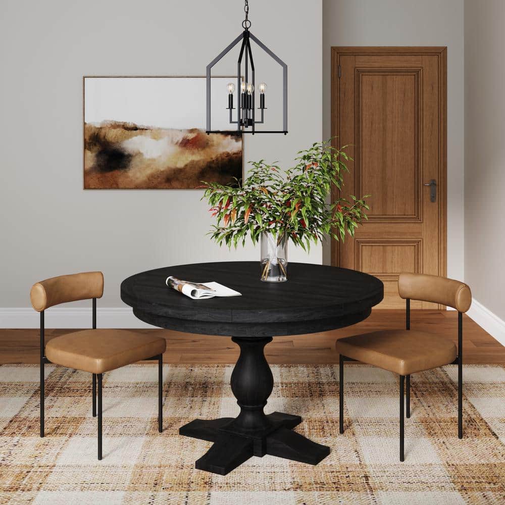 Dahlia Light Brown Faux Leather Upholstered Side Chair with Black Metal Frame