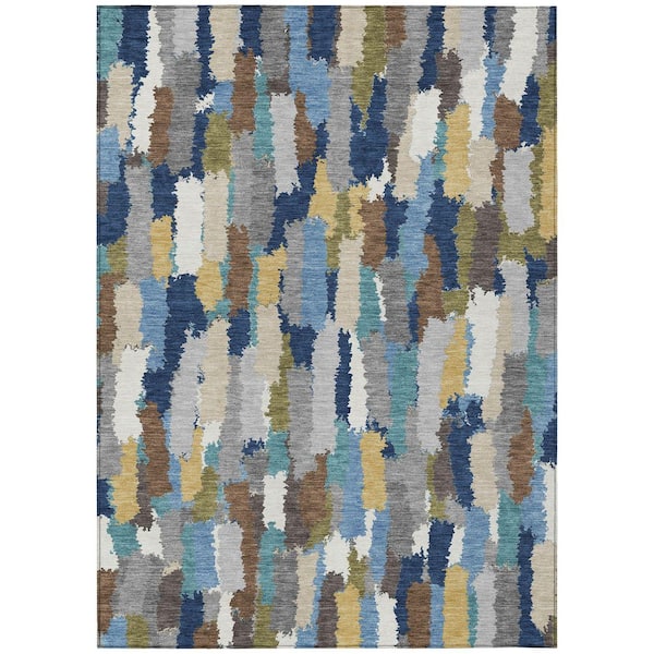 Chantille Machine Washable Indoor/Outdoor Abstract ACN2437 Navy 3 ft. x 4 ft. Area Rug