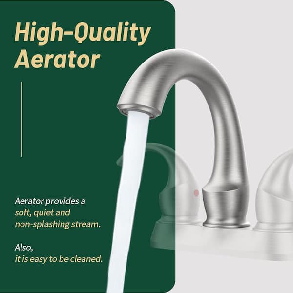 Rotatable 4 in. Centerset Double Handle Bathroom Faucet with Drain Kit Included in Brushed Nickel