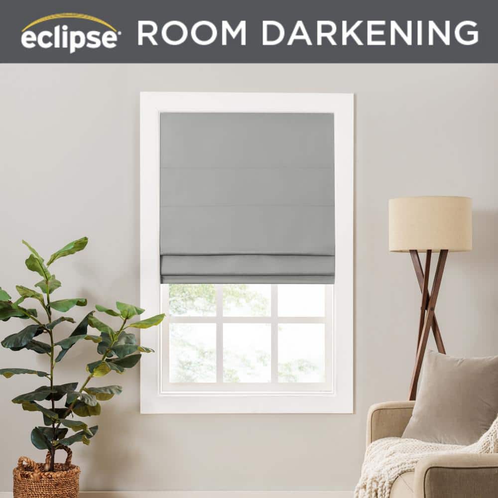 Gray Cordless Room Darkening Roman Shade 27" x 64"