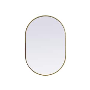 Simply Living 27 in. W x 40 in. H Oval Metal Framed Brass Mirror