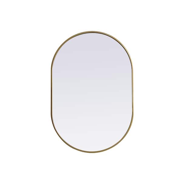 Unbranded Simply Living 27 in. W x 40 in. H Oval Metal Framed Brass Mirror