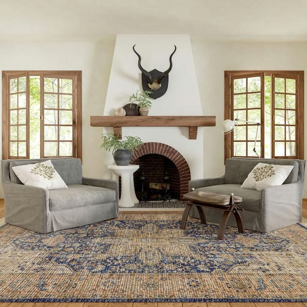 Lennox Persian Medallion Tassel Blue 5 ft. x 8 ft. Indoor/Outdoor Patio Rug