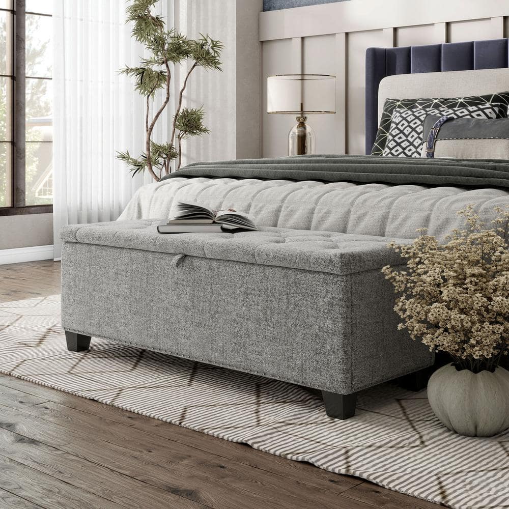 Furniture of America Cole Linen Light Gray 48 in