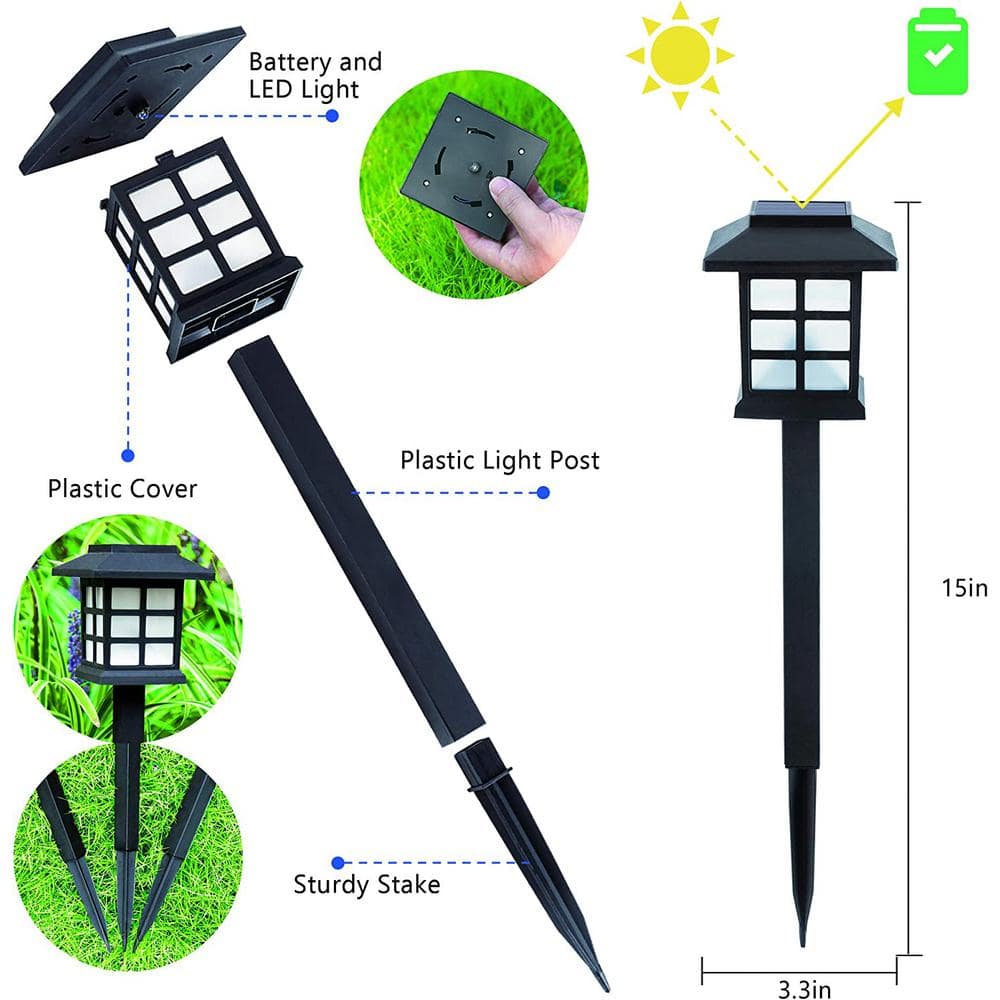 Black Plastic LED Solar Pathway Lights Multipack