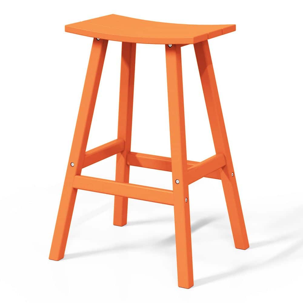 Laguna All-Weather HDPE Poly 29" Orange Outdoor Patio Bar Stool