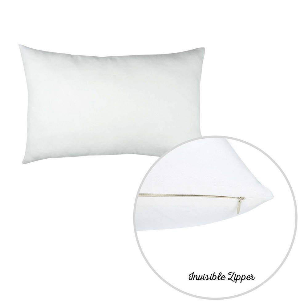 White Polyester Lumbar Pillow Cover Set