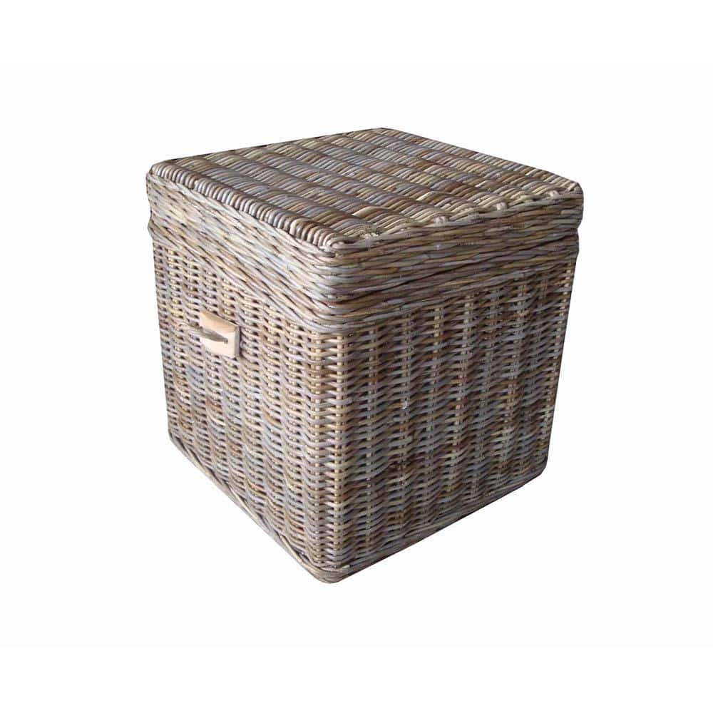 Padma's Plantation Kubu Grey 20.5 in. Standard Square Wicker End Table ...