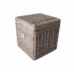 Kubu Grey 20.5 in. Standard Square Wicker End Table with Rattan Frame