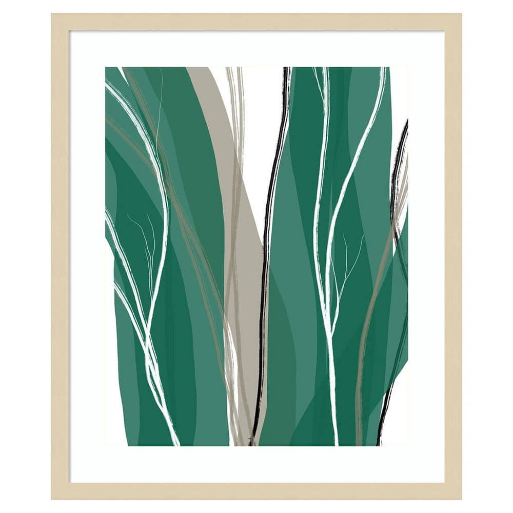 Sea Meadow IV Green and Beige Abstract Framed Wall Art