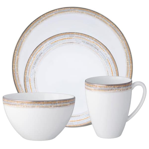 Raylan 4-Piece White Porcelain Dinnerware Place Setting, Service for 1