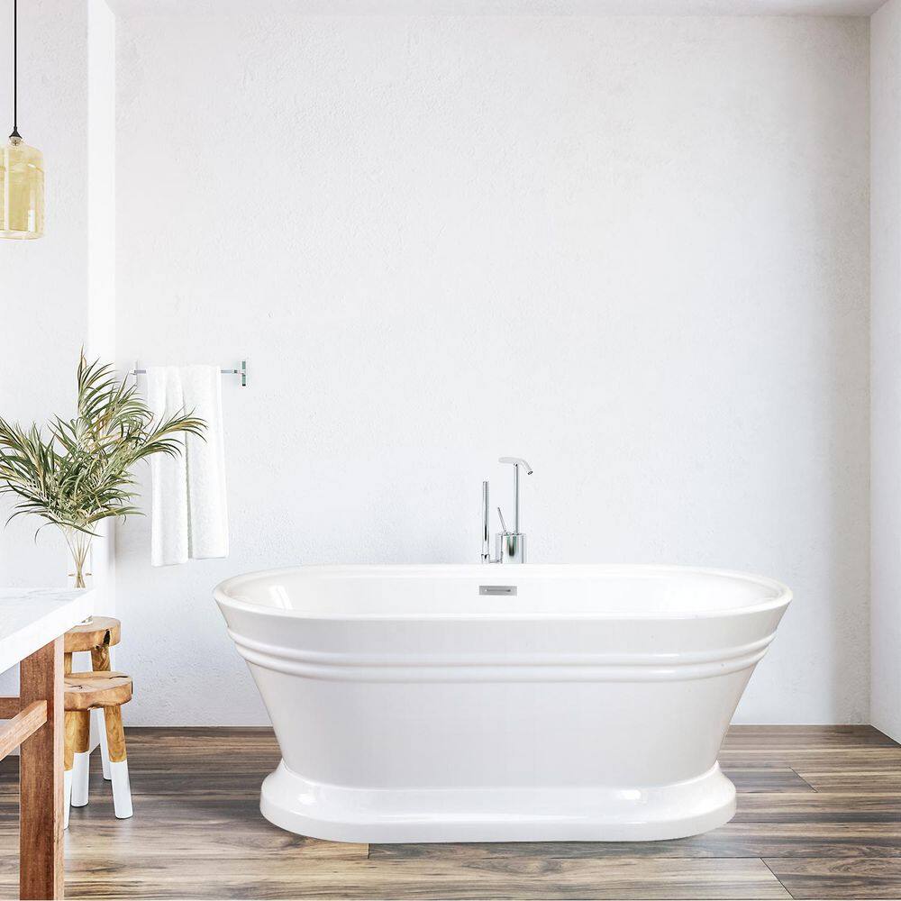Solace 59.1'' White Freestanding Acrylic Soaking Bathtub