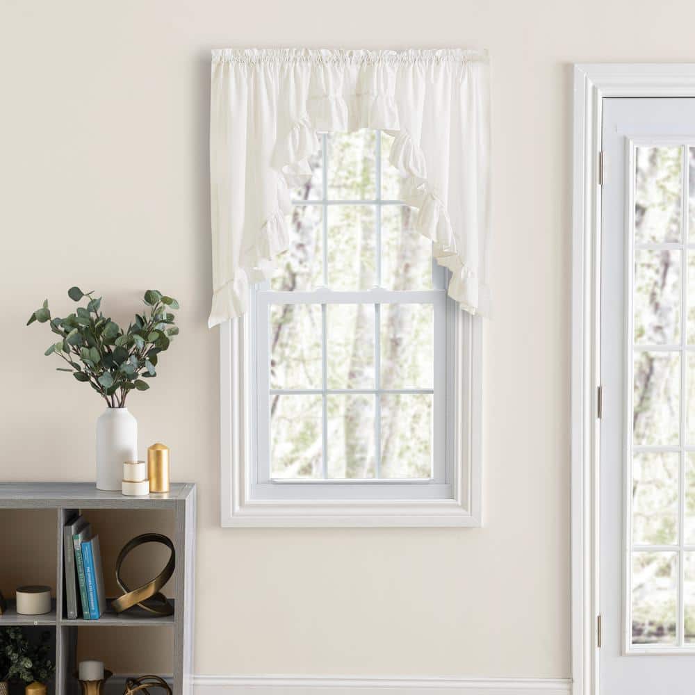 Classic Wide Ruffled 63 in. L Polyester/Cotton Swag Valance in Natural price history on PriceWatchPro