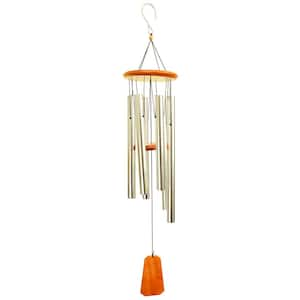 45 in. Wood Top Silver Color Aluminum Tube Tuned Wind Chime