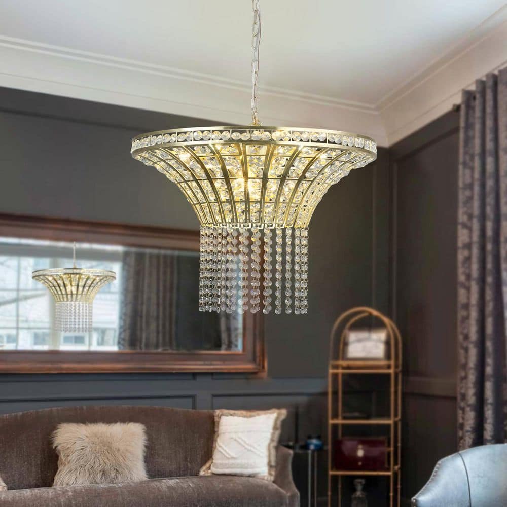 8-Light Gold Modern Crystal Chandelier for Living Room with No Bulbs Included price history on PriceWatchPro
