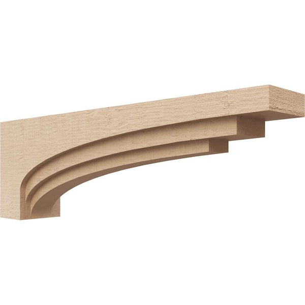Ekena Millwork 4 in. x 8 in. x 24 in. Thin Rockford Rough Cedar Woodgrain TimberThane Corbel, Primed Tan