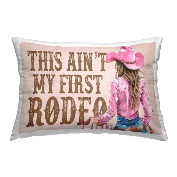 Stupell Industries Ain't My First Rodeo Girl Brown Print Polyester 14 in. X 20in. Throw Pillow