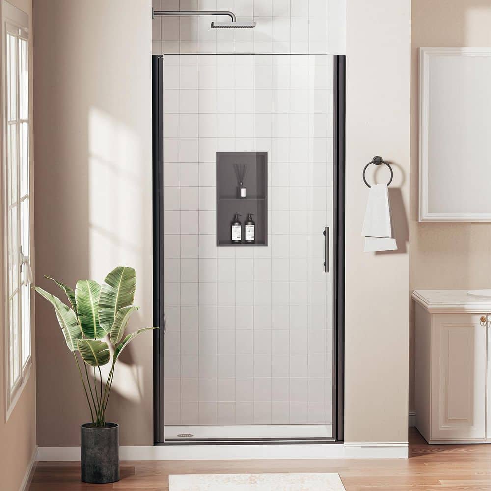 32-33 in. W x 72 in. H Pivot Swing Frameless Shower Door with Nano-Coated Clean Tempered Glass in Matte Black price history on PriceWatchPro