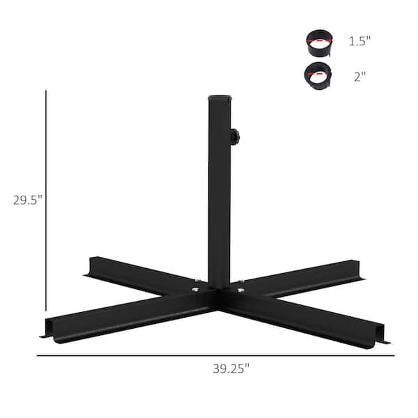 cross base stand for patio umbrella Oyezvary Outdoor Universal Cross Stand Steel Patio Umbrella Base for Small Cantilever Umbrellas & Large Market Umbrellas in Black