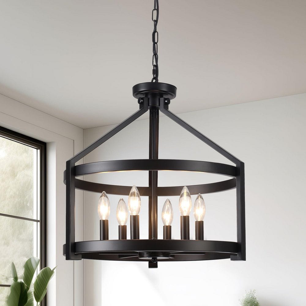 6-Light Black Modern Chandelier Light Fixture with Metal Shade, No Bulbs Included price history on PriceWatchPro