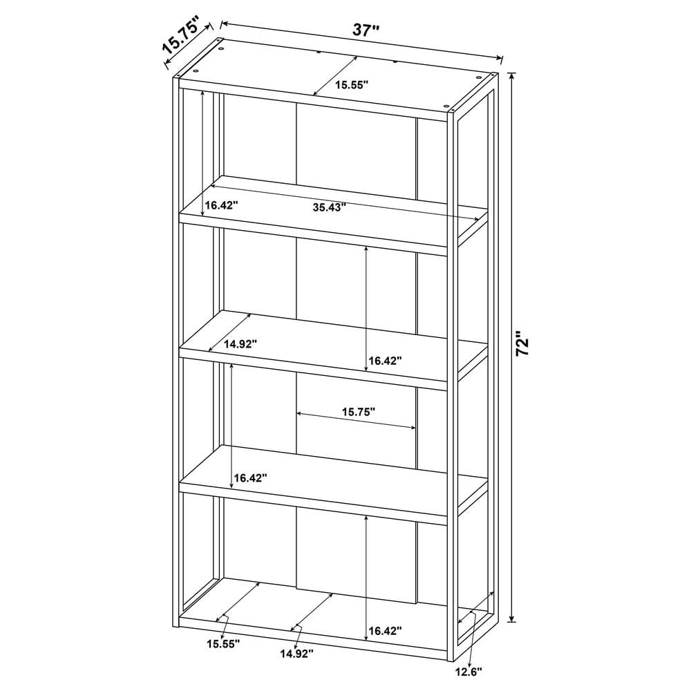 Gray and Whitewashed Wood 4-Shelf Contemporary Bookcase