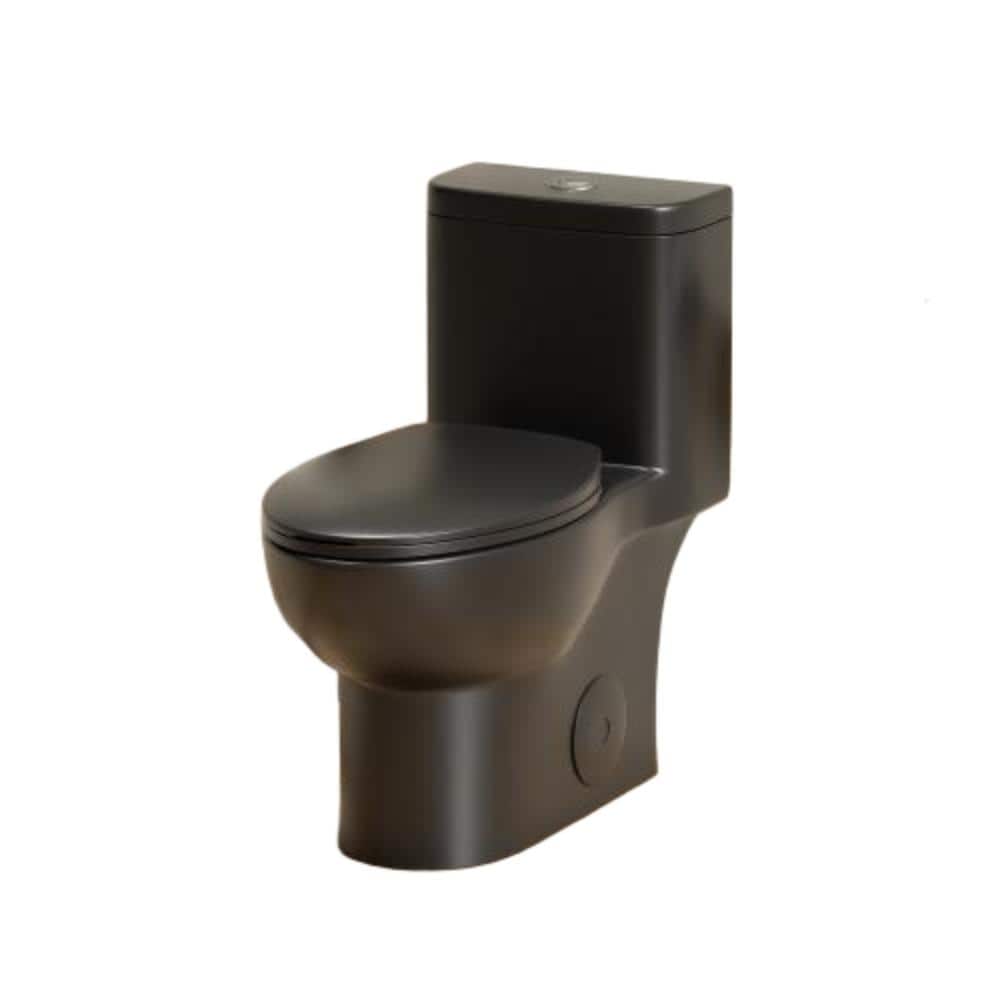 1-Piece Toilet 1.1 GPF/1.6 GPF Dual Tornado Flush Water-Saving Elongated Toilet with Soft Close Seat in Matte Black price history on PriceWatchPro