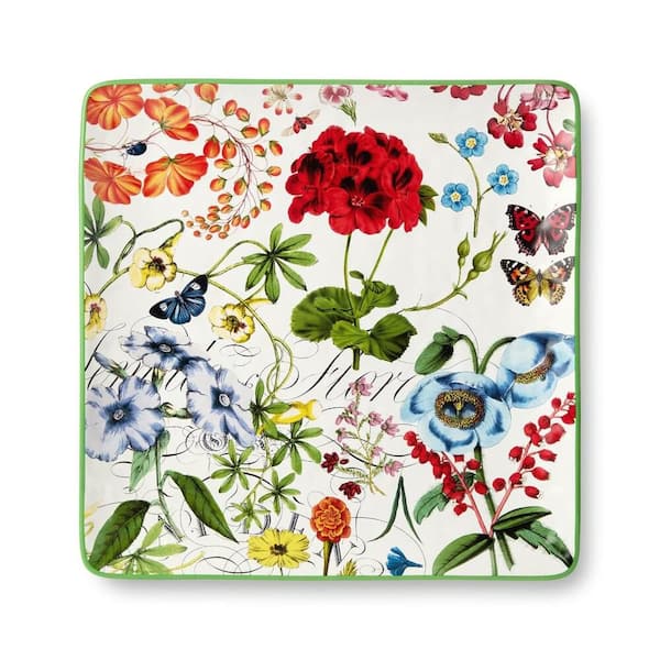 Certified International 3.5 in. Multi-Colored Ceramic Greenhouse Square Platter