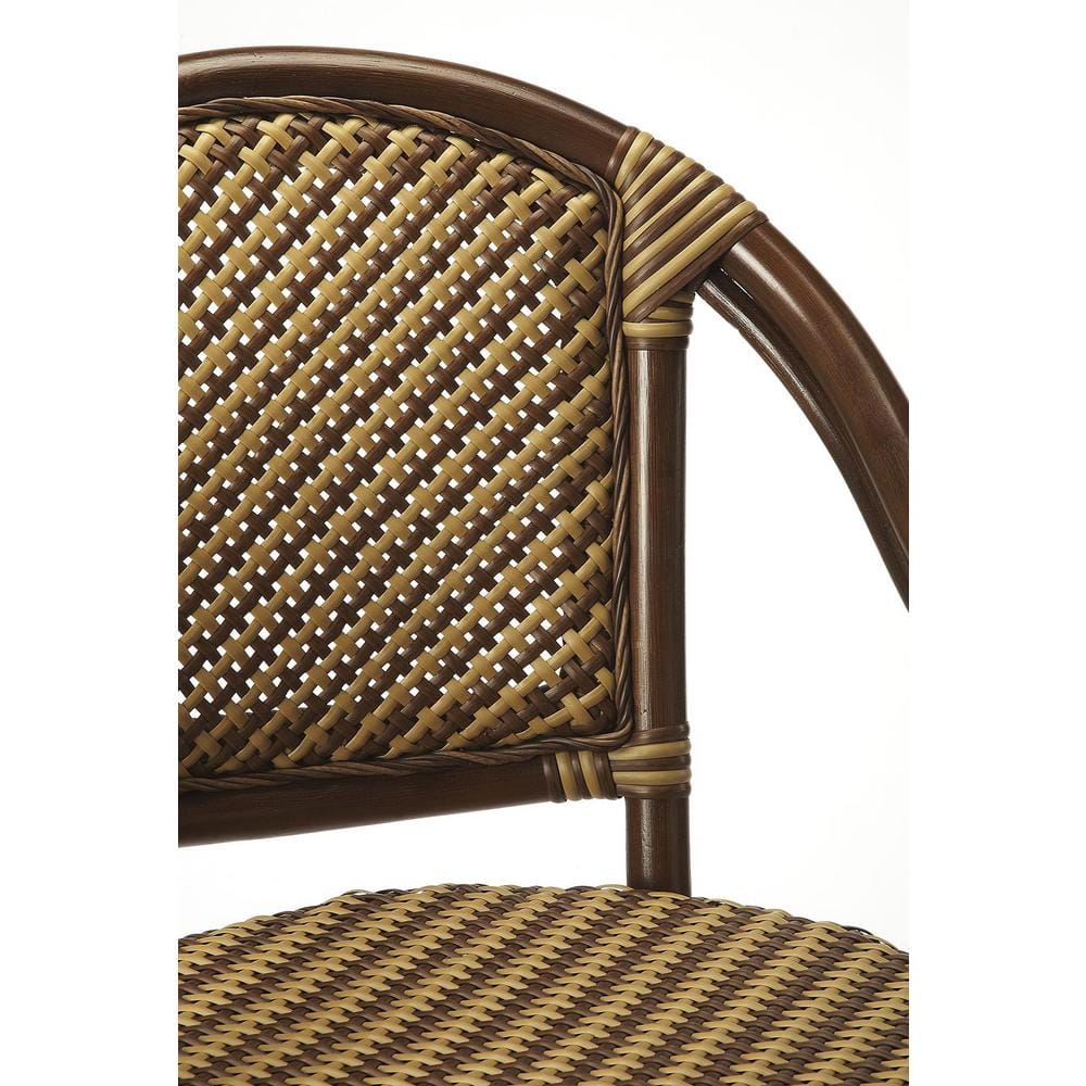 Renata Coastal Chic Dark Brown Rattan Swivel Bar Stool