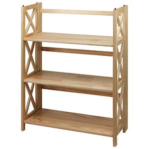 38 in. Brown Wood 3-shelf Etagere Bookcase
