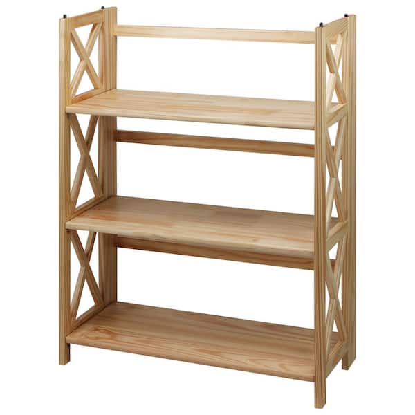 Casual Home 38 in. H Natural New Finish Solid Wood 3-Shelf Etagere Bookcase