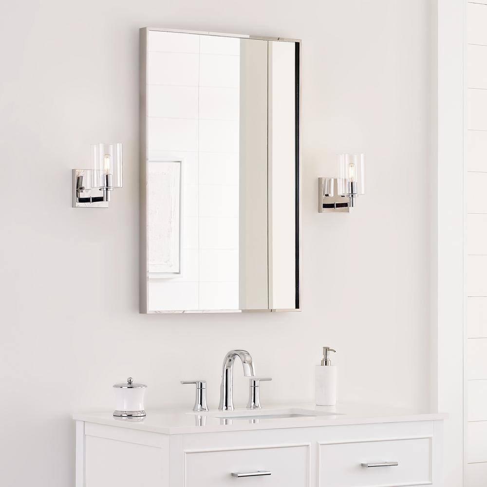 Chrome Cylinder Clear Glass Wall Sconce