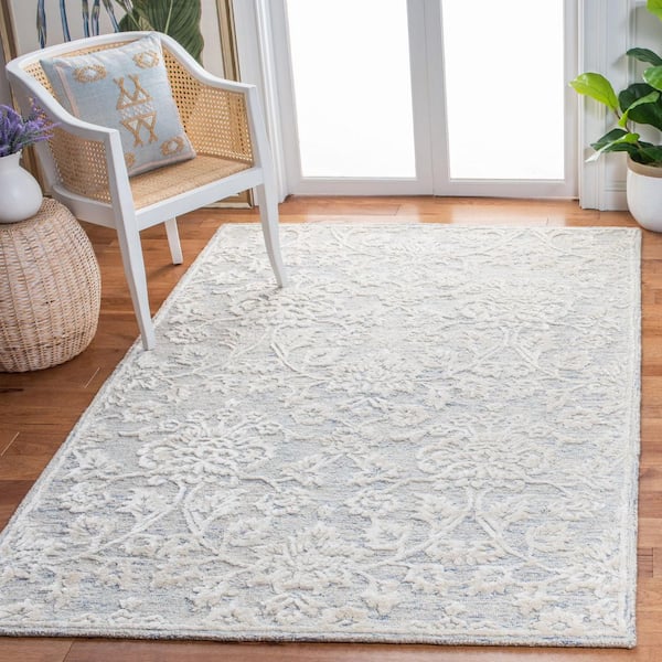 Glamour 9 ft. x 12 ft. Blue/Ivory Ornate High-Low Area Rug