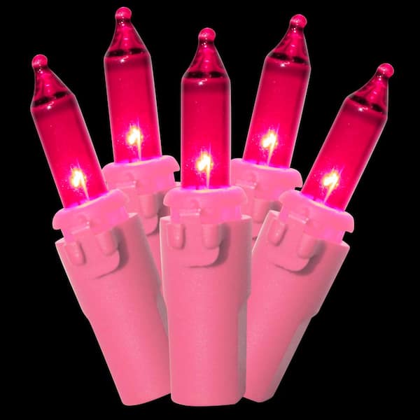 Brite Star 50-Light Designer Series Pink Mini Lights, Pink Wire