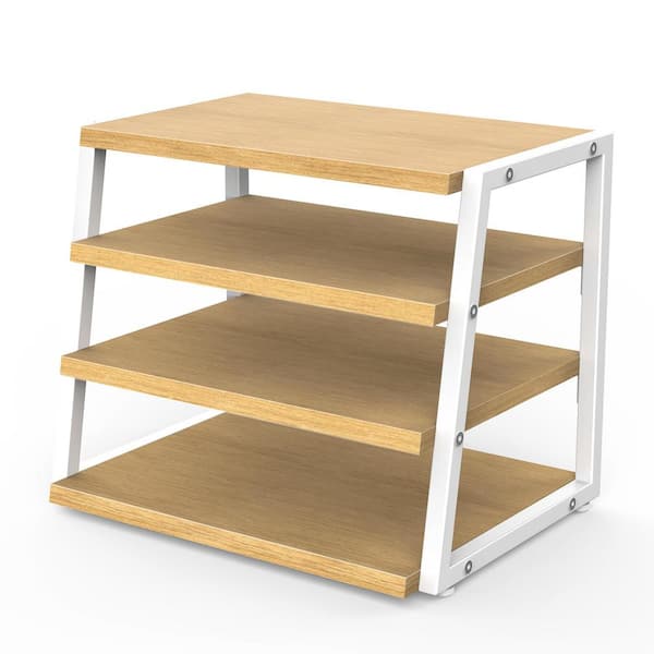 Oak 14.6 in. x 12 in. Wood Desk Accessories, 4 Tier Desk Organizer, Wood and Metal Storage for Supplies and Accessories