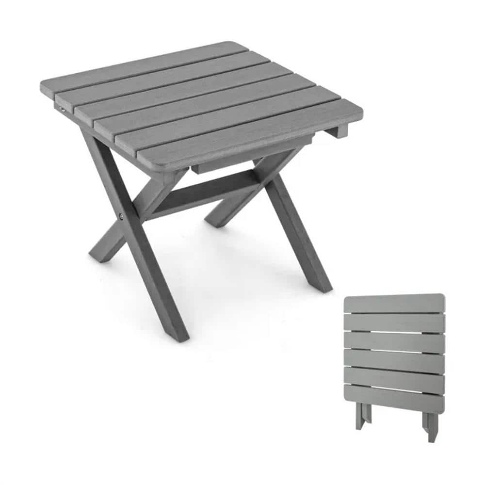 Gray Square 15 in. Outdoor Plastic Side Table without Extension