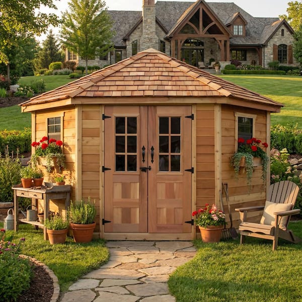 9 ft. x 9 ft. Penthouse Cedar Garden Shed