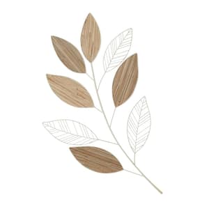 21 in. x  36 in. Metal Brown Leaf Wall Decor