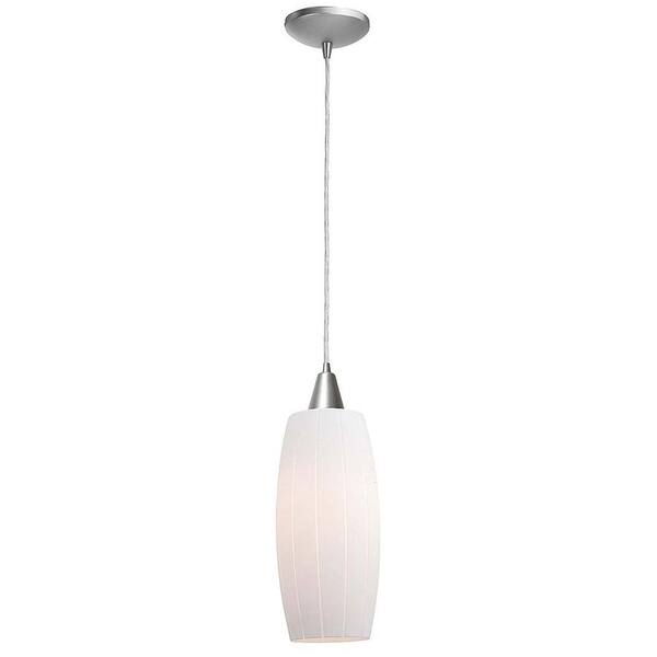 Access Lighting 1-Light Pendant Brushed Steel Finish White Glass-DISCONTINUED