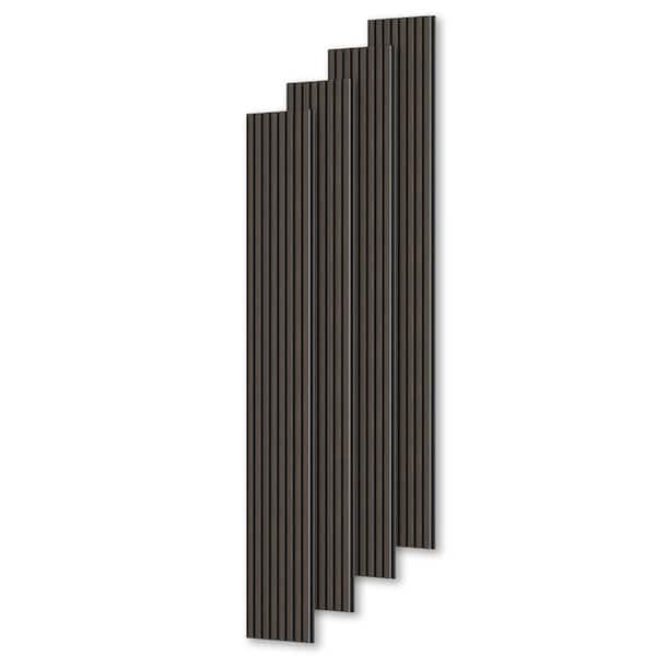 0.9 in. x 1.05 ft. x 7.87 ft. Brown Acoustic/Sound Absorb 3 D Oak Overlapping Wood Slat Decorative Wall Paneling 4-Pack