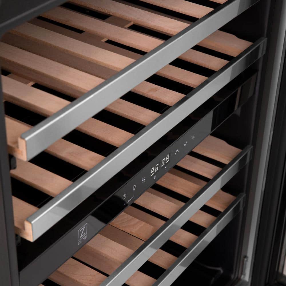 24" Stainless Steel Dual Zone Wine Cooler with Champagne Bronze Handle